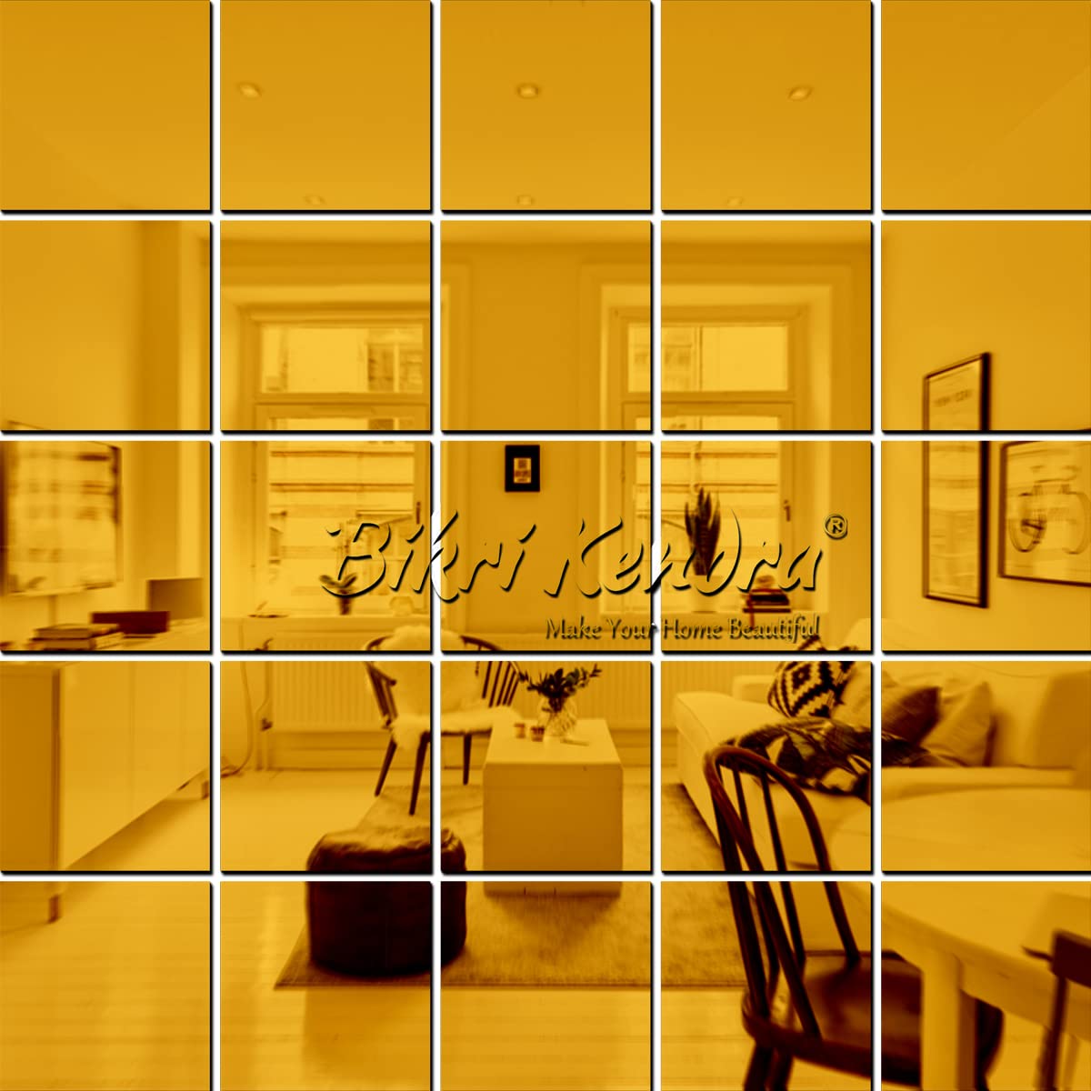 Bikri Kendra Ind - 28 Big Square Golden Mirror Stickers for Wall, Acrylic Mirror Wall Decor Sticker, Wall Mirror Stickers, Wall Stickers for Hall Room, Bed Room, Kitchen. (Non Glass) (B09JKTMHDY) Amazon Price History, Amazon Price Tracker
