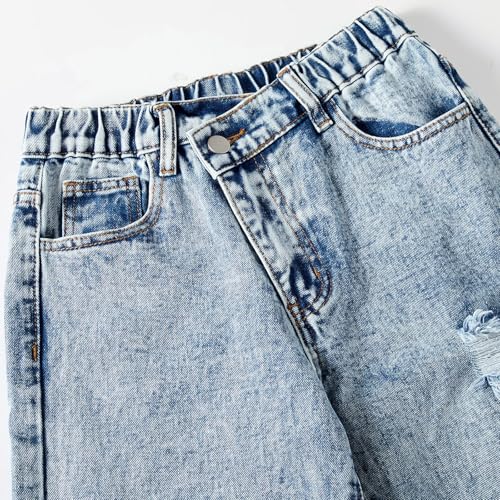 Ripped Jeans for Teen Girls Girls Cute Baggy Pants Wide Leg High Waisted Trousers Kids Y2k Streetwear with Pocket4