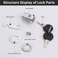 Vista 3 de ZWU Cabinet Locks with Keys, 5 Pack Cam Lock 1 1/8" (Keyed Alike), Zinc Alloy RV Locks for Storage Door Secure Drawer Mailbox File Cabinet Lock