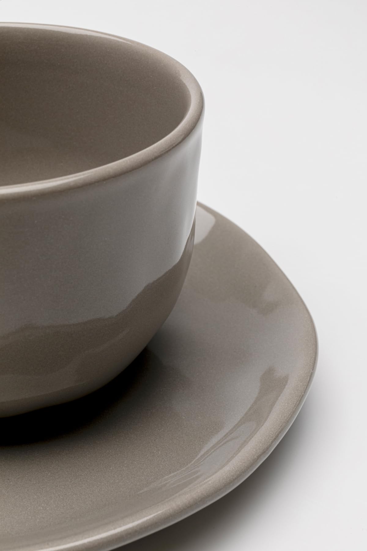 Kare Design Kaffeetasse Organic mit Untertasse, Tassen-Set, 6-teilig, Grau, 390ml, Spülmaschinengeeignet, Geschirr-Set, Modernes Design, Steingut