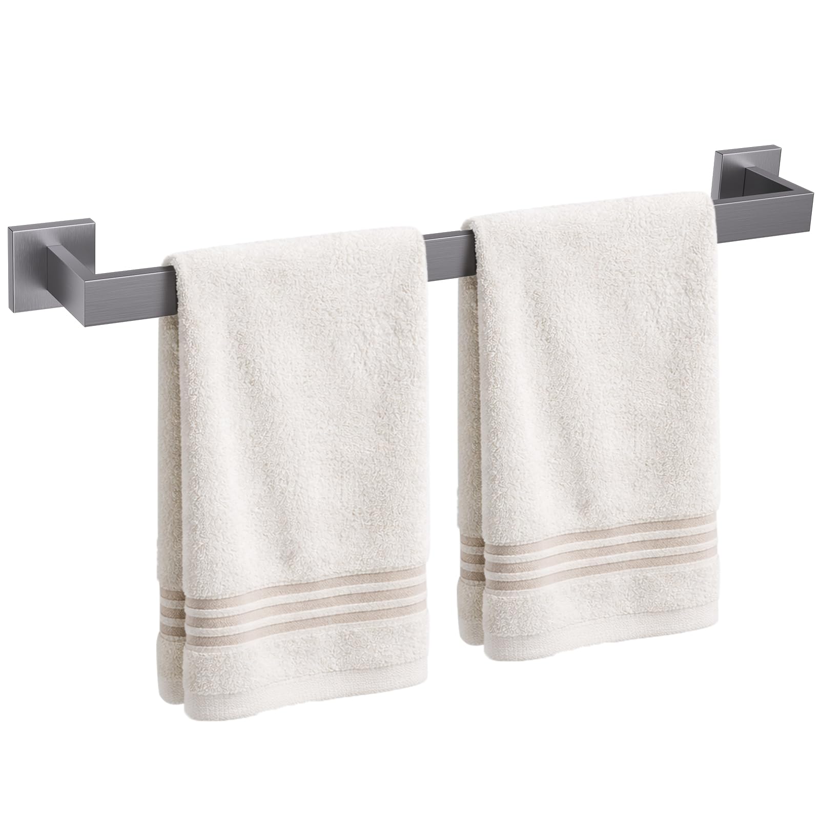 TURS Towel Bar Bathroom Towel Rail Hanger 23.6-Inch Stainless Steel Rustproof Wall Mount, Grey Finish,Drilling Installation,Gunmetal Grey