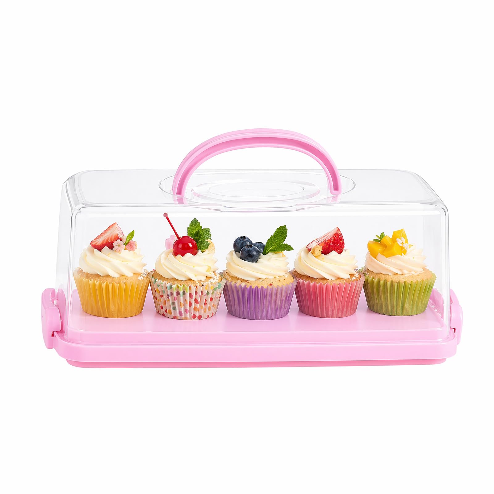 Sunhoray Pink Cake Storage Containers Box, Cake Carrier Holder Handle Lids