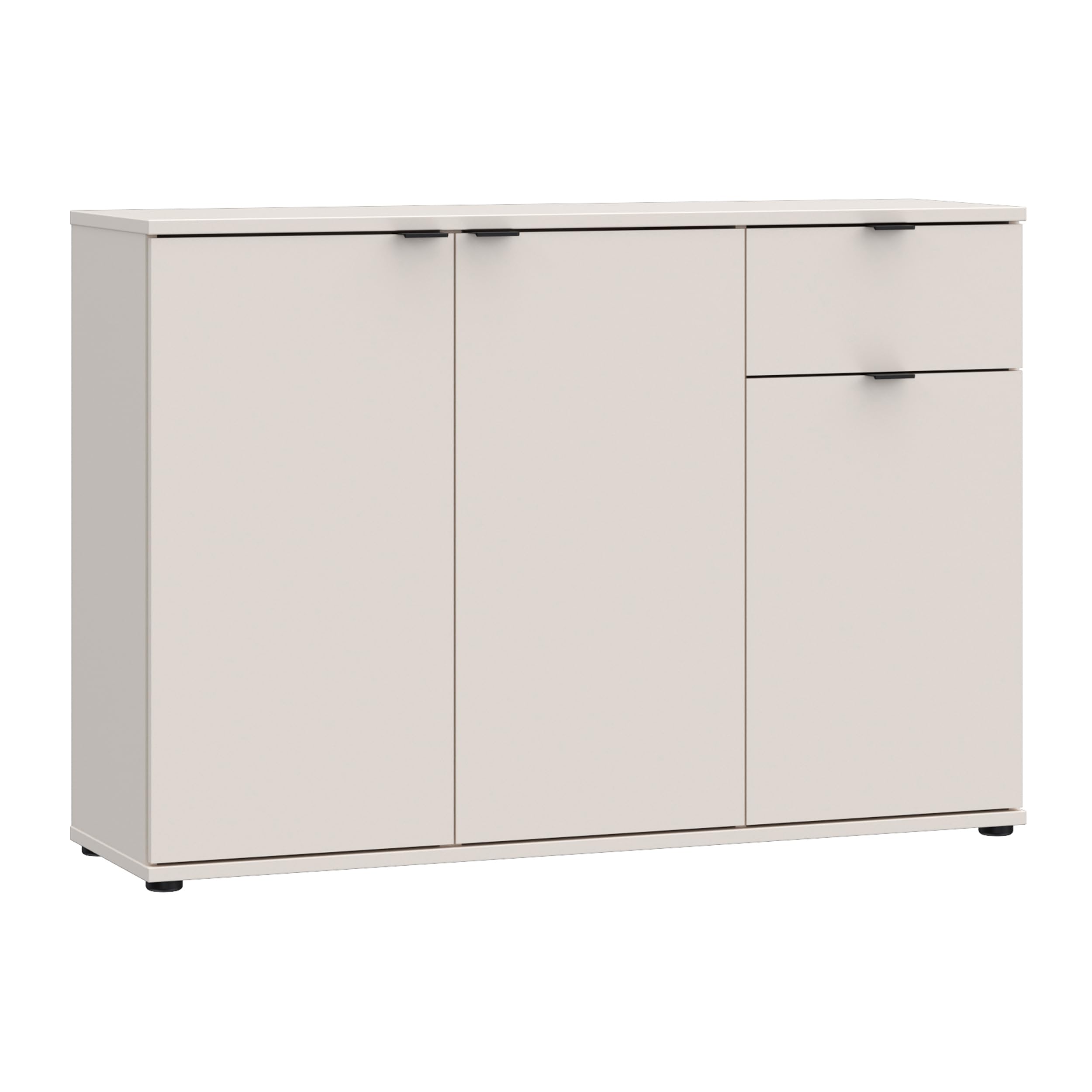 Forte Ganymede Sideboard 120, minimalistische Kommode, 3-türig, 1 Schublade, Holzwerkstoff, Wohn-/Schlafzimmer, Kaschmir Beige, 119,8 cm breit x 82,3 cm hoch x 34,1 cm tief