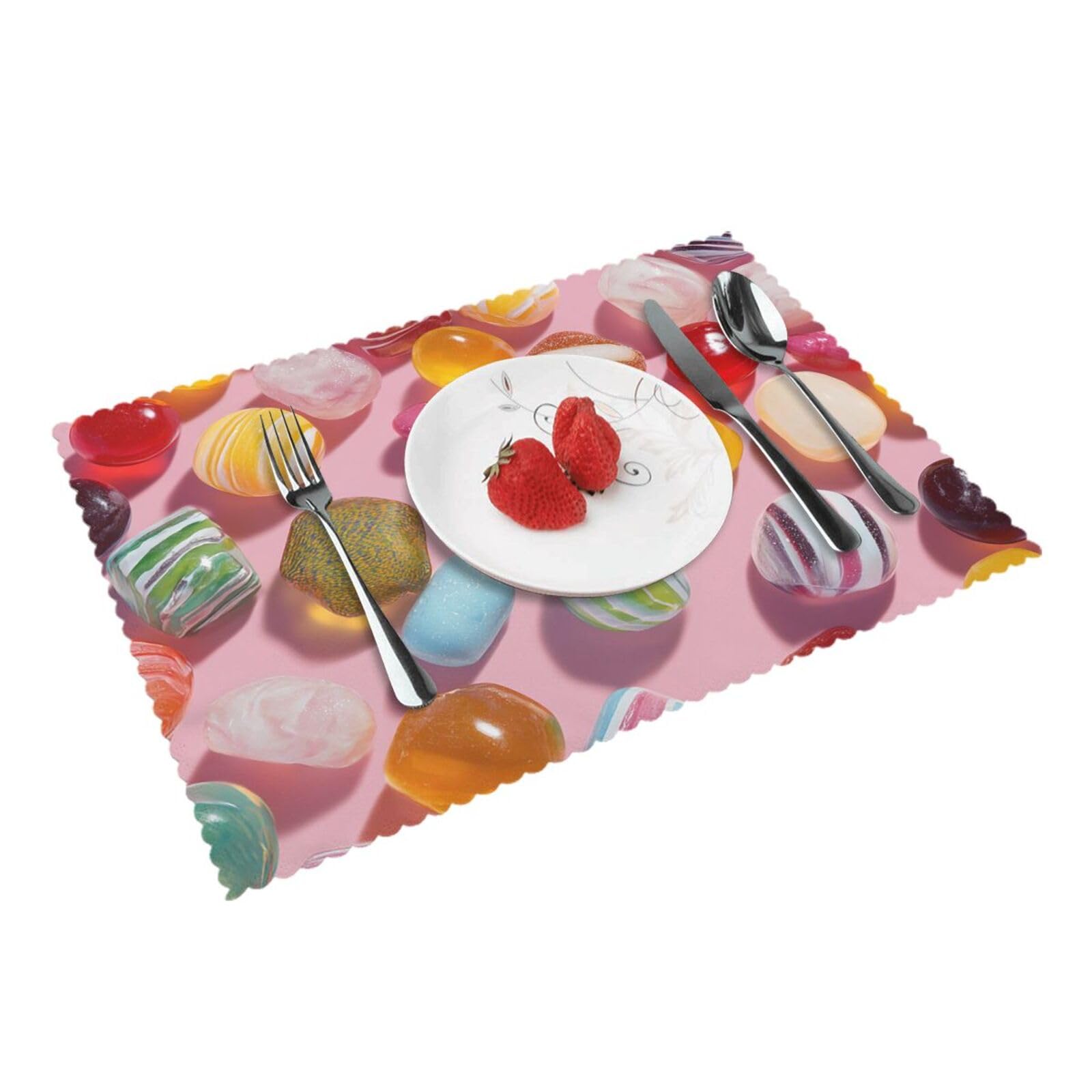 Placemats Set of 4 Heat Resistant Non-Slip Place Mats for Dining Table Candies Placemats Washable Woven Table Mats Wipeable Placemat for Kitchen Decoration 30 x 45 cm