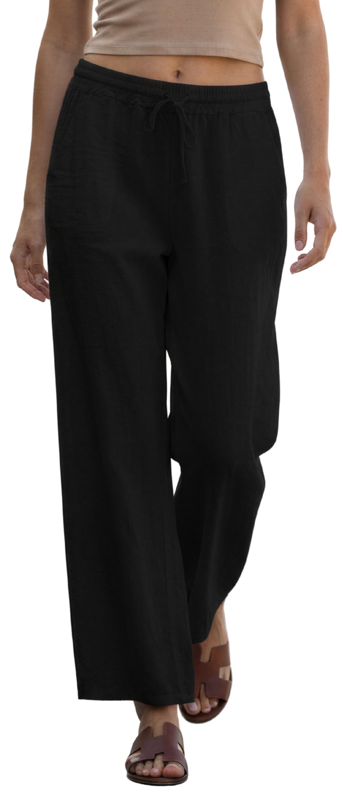 Womens 100 Linen Pants Made in Italy One Size Fits All S M L Lightweight and High-Waisted Trousers