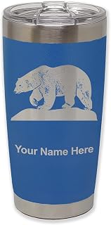 LaserGram 20oz Vacuum Insulated Tumbler Mug, Polar Bear, Personalized Engraving Included (Dark Blue)
