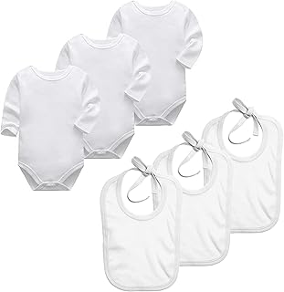 Babybuddy Nursing & Feeding,Bibs,Dribble Bibs Babybuddy White Organic Cotton Long Sleeve Body Vests with Dribble Bibs
