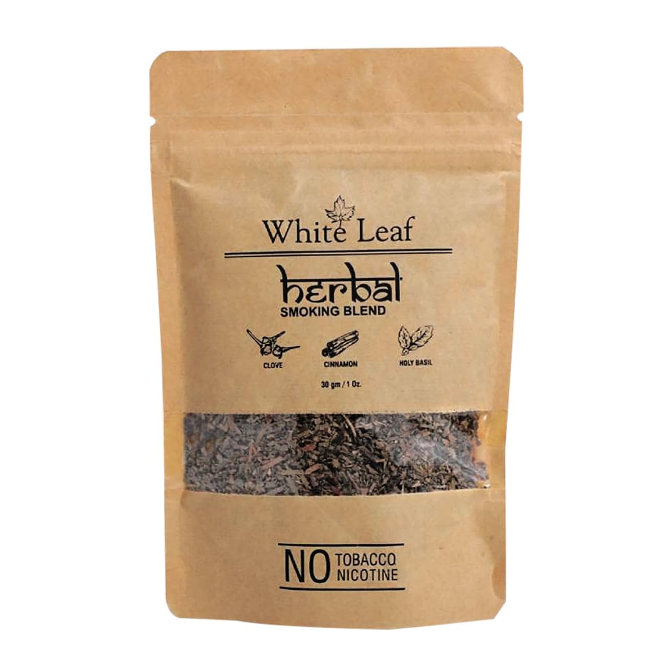 White Leaf Organic Herbal Mixture Blend for Smoking 30 gram Pack | 100% Tobacco Free and Nicotine Free - Made with Ayurveda and Natural Ingredients