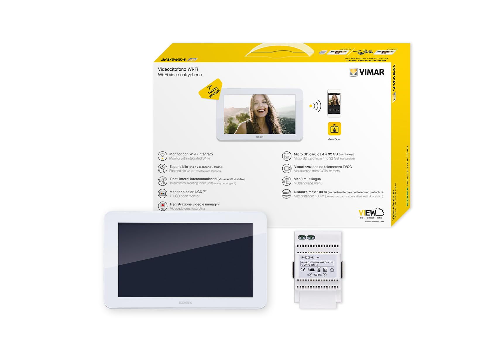VIMAR K42957 monitor Wi-Fi touch supplementare per Videocitofono, alim. DIN