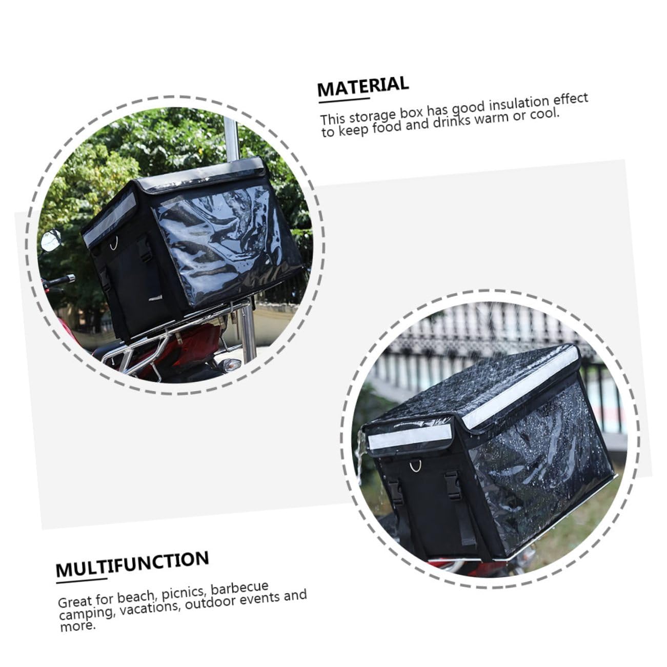 GARVALON Boîte Repas Isotherme 32l Noire en Tissu Oxford Isolation Renforcée, Ouverture Large, Étanche, pour Barbecue Camping et Événements Extérieurs