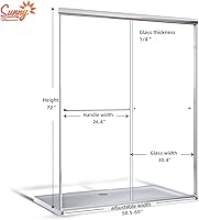 Vista 2 de SUNNY SHOWER B020, puertas de regadera deslizantes sin marco (56 - 60 x 72 pulgadas), cristal de 1/4 pulgada, acabado cromo
