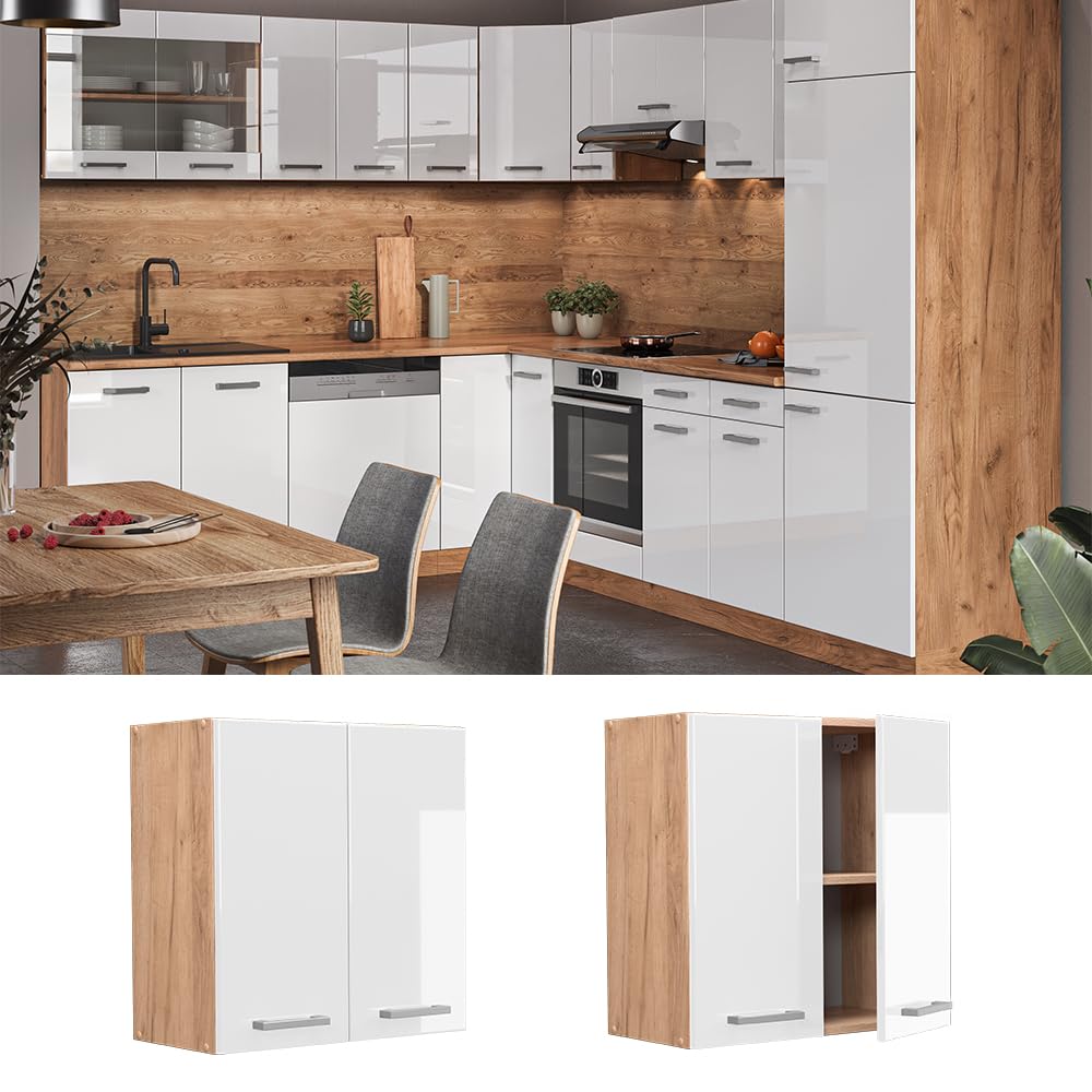 Vicco Elément Haut de Cuisine R-Line, Blanc Haute Brillance, 60cm, pour Une Combinaison Libre au Sein de systèmes de Cuisine modulaires