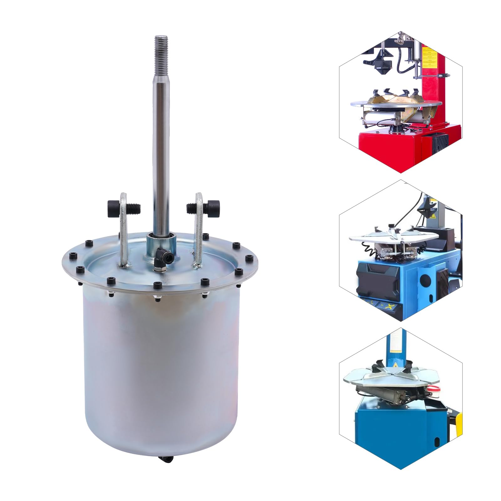 BANLICALI 186MM Tire Changer Machine Bead Breaker Cylinder M14 Connection Hole 15 Inch Piston Rod Bead Breaker Cylinder for Vehicle Maintenance Work Silver+Black