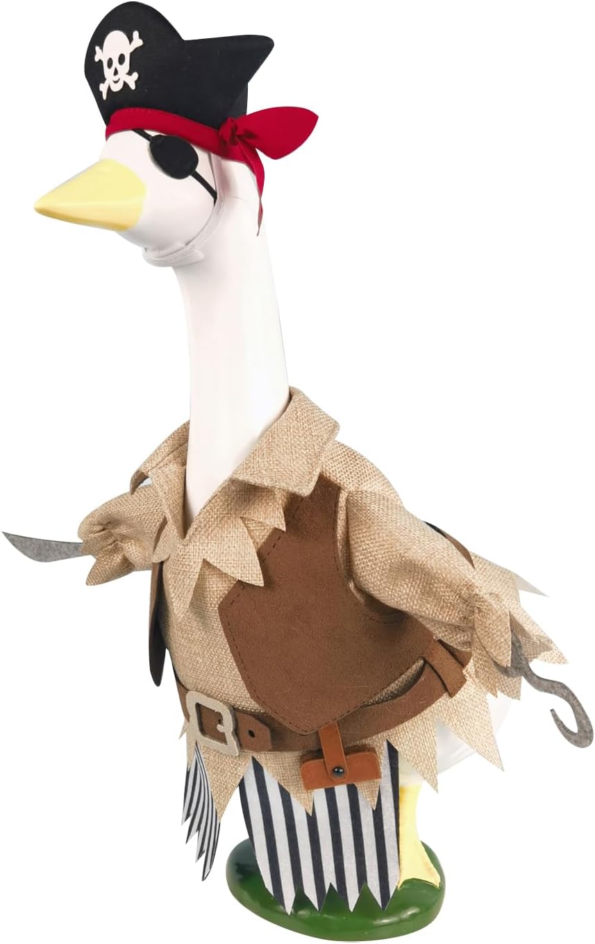 Halloween Porch Goose Outfit Pirate Goose Outfit for 23“ Lawn Statue