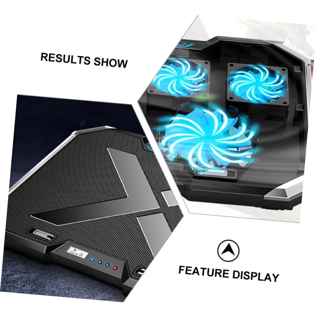 HOMSFOU Almohadilla de Enfriamiento Base Refrigeradora Negra de Aleación Luz RGB Ajuste de 7 Ángulos y Efecto de Enfriamiento para Computadora Portátil Gaming