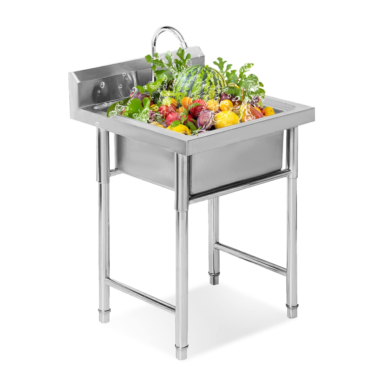 ZTCHSENZT Sink,Kitchen Utility Sink,Prep & Utility Washing Sink, 304 Commercial Sink Wide Compartment for Laundry, Garage, Kitchen