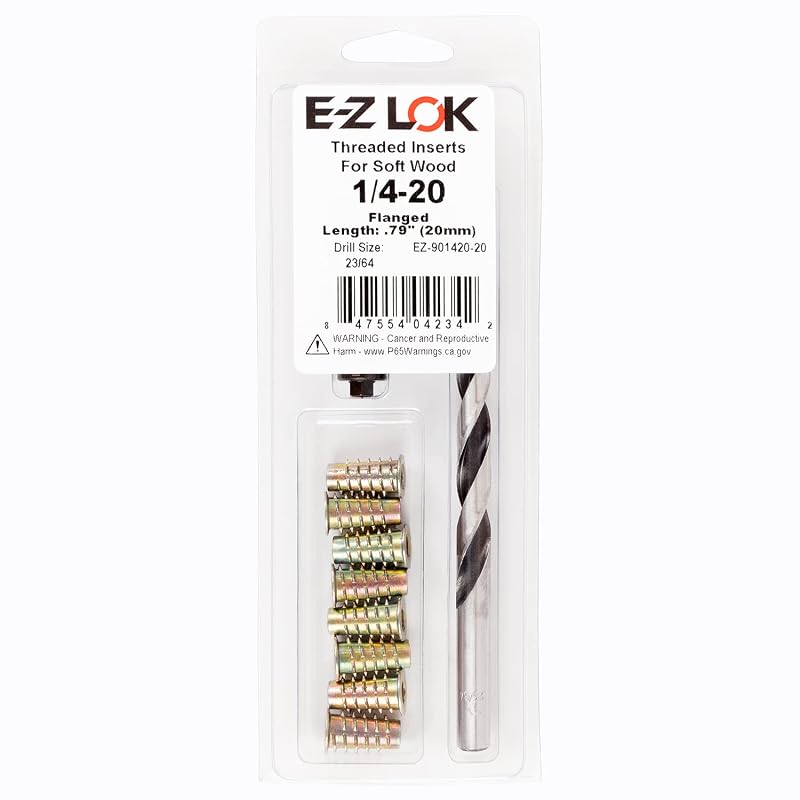 Kit de Reparo de Rosca para Madeira E-Z LOK com Inserto Flangeado 1/4-20 x 20 mm