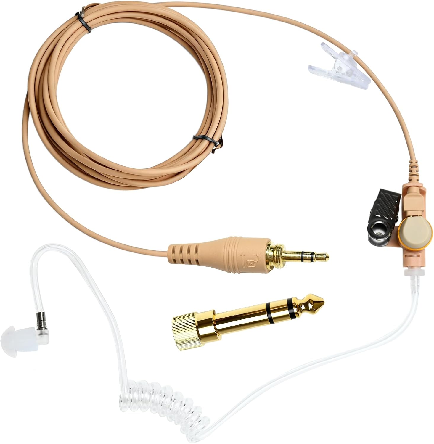 IFB Earpiece 3.5mm in Ears Broadcast Communication Headset Anchor Ear Piece Broadcaster in-Ear Professional Earset for iPhone Android Telex Lecstronics Clear-Com (Skin Color,1/4" Connector)
