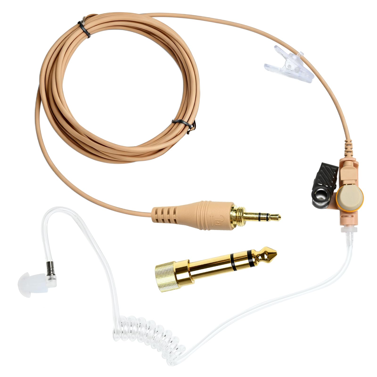 IFB Earpiece 3.5mm in Ears Broadcast Communication Headset Anchor Ear Piece Broadcaster in-Ear Professional Earset for iPhone Android Telex Lecstronics Clear-Com (Skin Color,1/4" Connector)