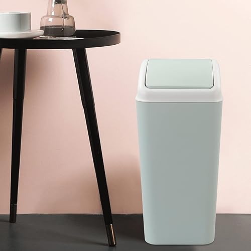 Miniatura 5 de Kekow Bote de basura de plástico pequeño de 4.5 galones, tapa oscilante, color azul