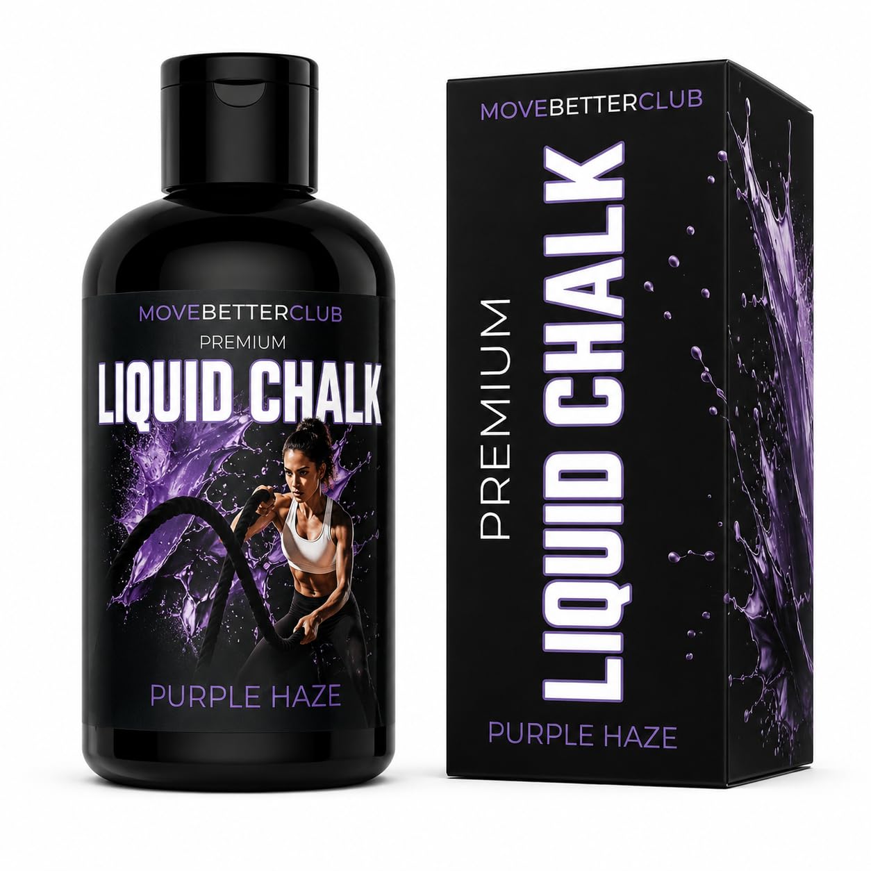 MoveBetterClub Liquid Chalk 250ml Coloured & Scented - Purple Haze - for Climbing, Gym, Weightlifting, Crossfit, Gymnastics, Kettlebells, Pole Fitness & more