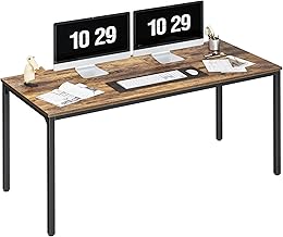 CubiCubi Schreibtisch, 140 x 60 x 75 cm Computertisch, Schreibtisch Klein PC-Tisch Stabil, schmaler Bürotisch, Arbeitszimmer, Homeoffice, Büro, einfacher Aufbau, Stahl, Industrie-Design, Braun