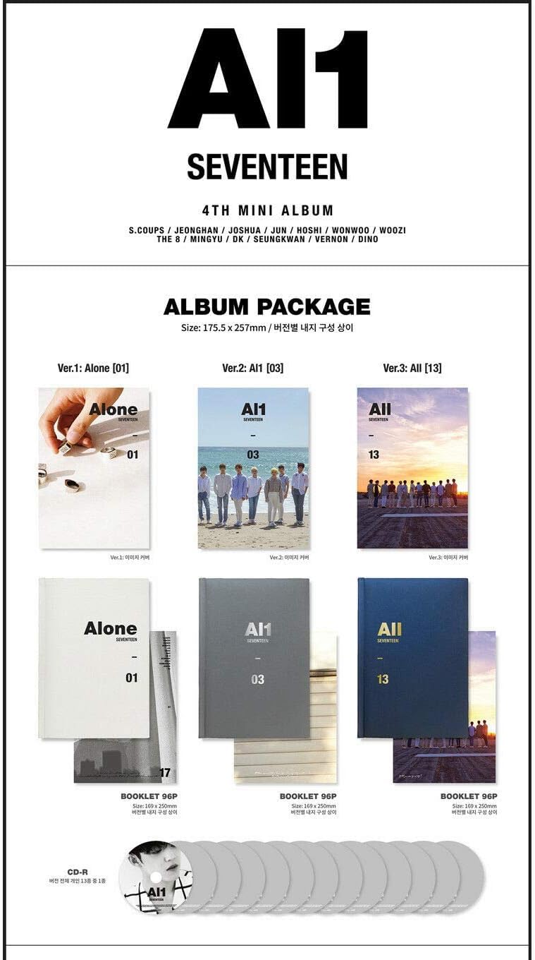 Amazon.com: SEVENTEEN [AL1] 4th Mini Album ALONE + AL1 + ALL 3 Ver