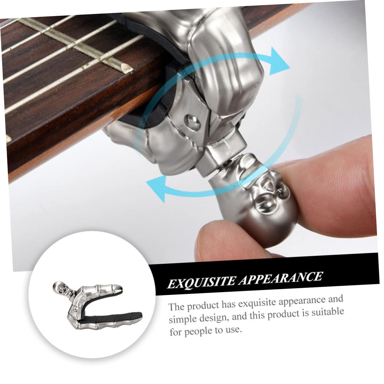 Toyvian 2pezzi Capo Chitarra Design Skull Head Per Ukulele e Chitarra Accessorio Tuning Leggero e Resistente Per Musicisti Di Tutti