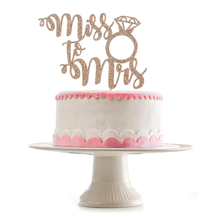 Buy Miss to Mrs Cake Topper Rose Gold Glitter, Bridal Shower Cake