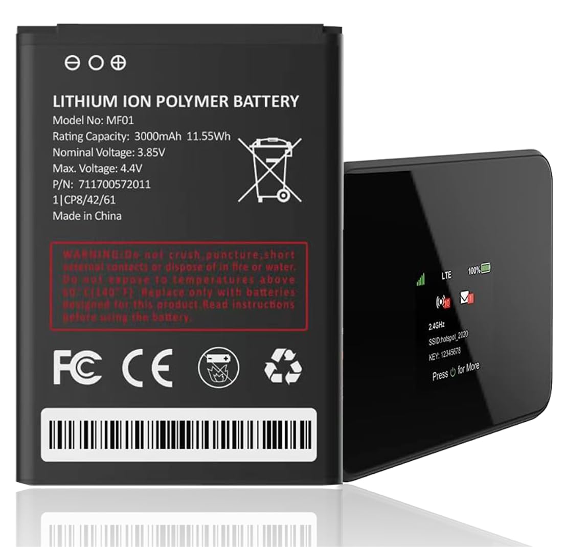 【3000mAh】 Battery for MF01, Replacement Battery for AT&T Turbo Hotspot 2 (CT2MHS01) NO 711700572011 Long Endurance High Capacity with Energy Saving Function.