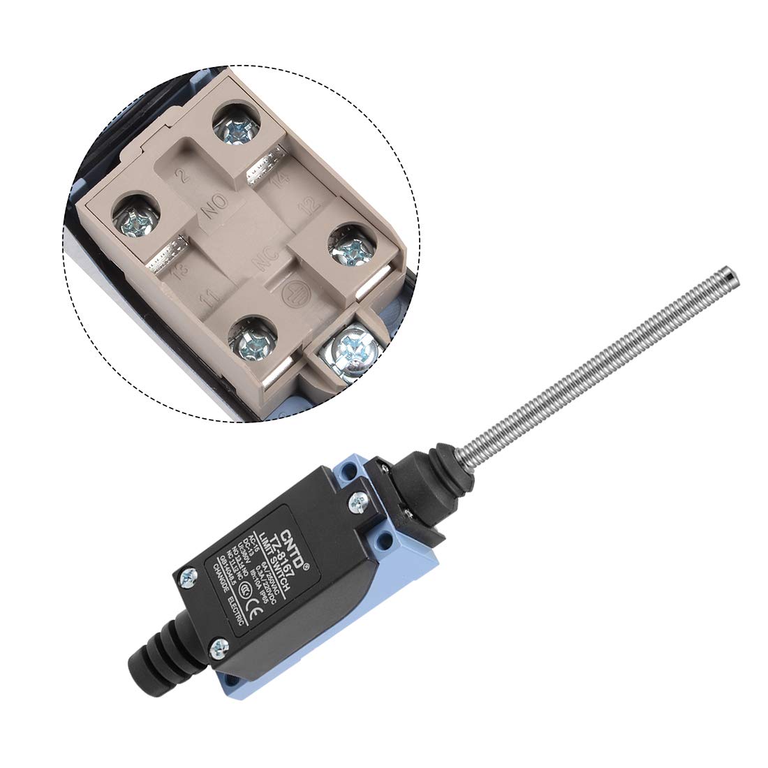 uxcell TZ-8167 Limit Switch Flexible Coil Spring Rod 1NC+1NO for