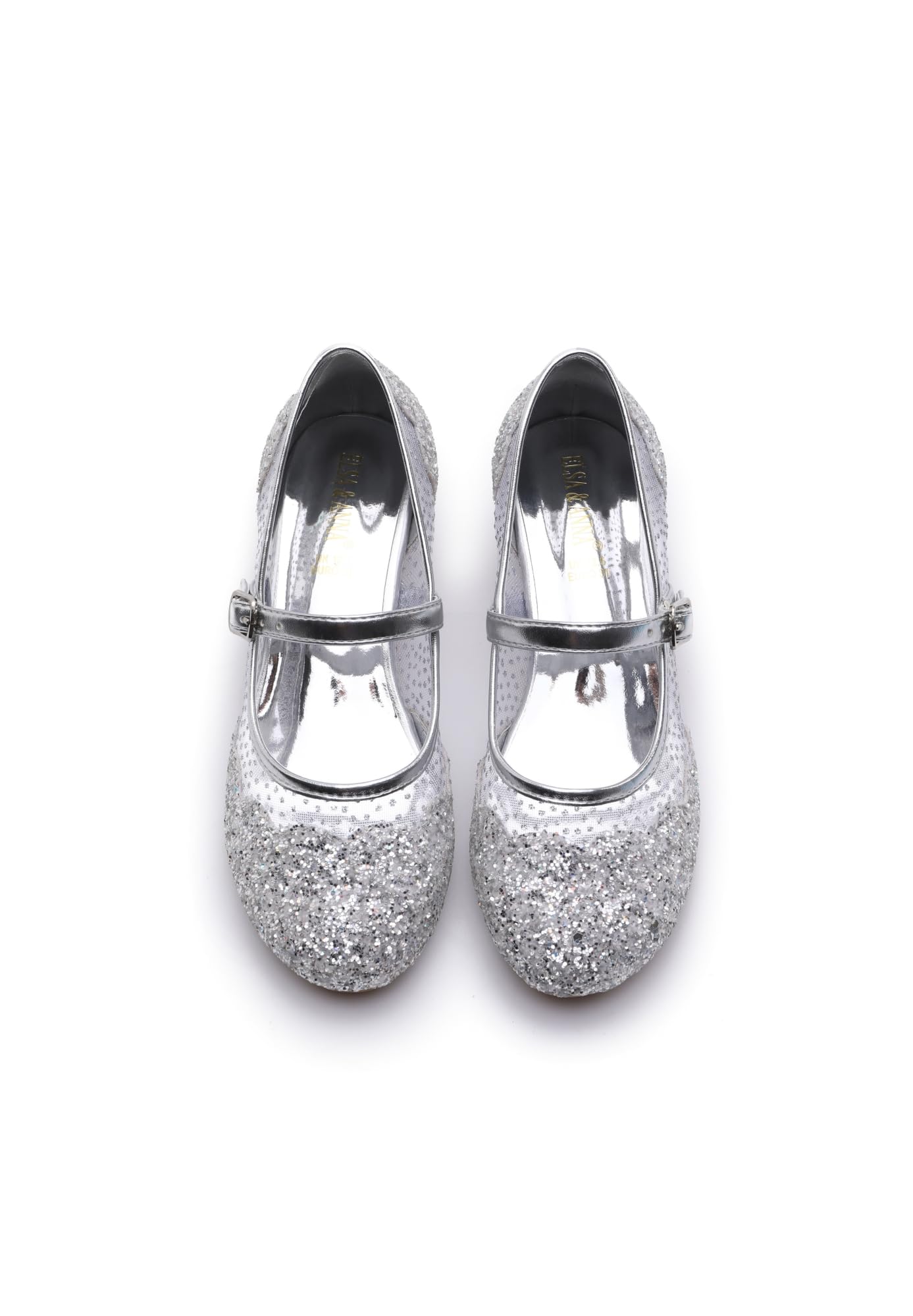 ELSA & ANNA Chaussures de Princesse pour Filles - Talons 3cm - Chaussures Reine des Neige Scintillantes - Argent, Taille 31