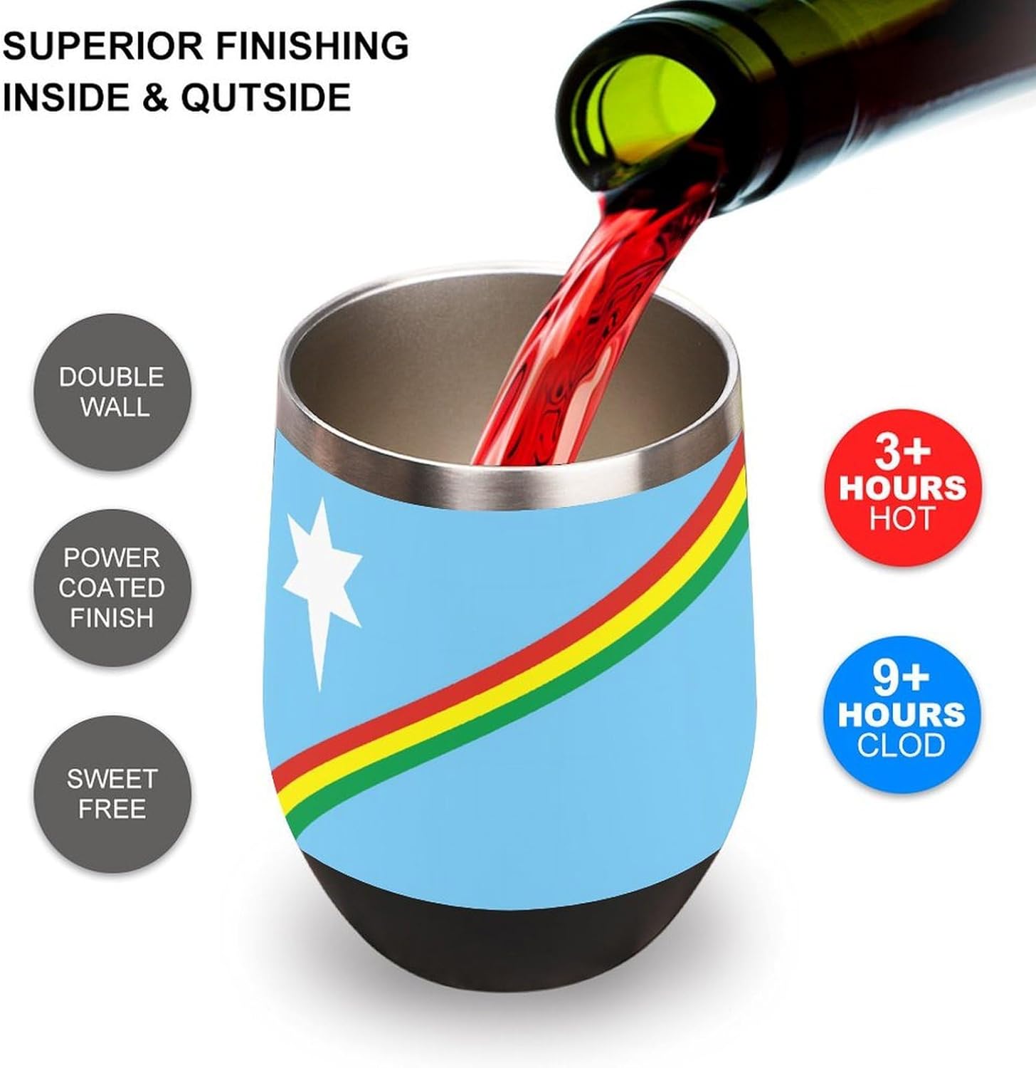 Flag of Nagaland Insulated Drinking Cup Stainless Steel Coffee Mug Wine Tumbler with Lid 12OZ