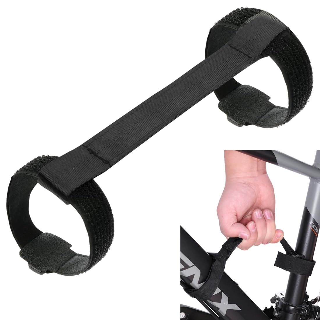 KEQAR Asa Ergonómica de Transporte para Bicicletas, Correa Ajustable de Nylon Duradero con Superficie de PU para Cuadro de Bicicleta, Asa Plegable para Scooter, Ruedas Eléctricas y Patinetes