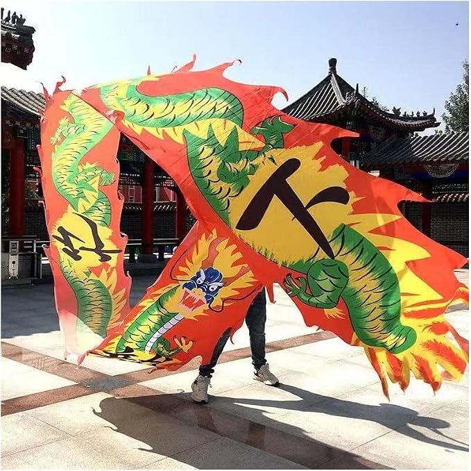 LIOONS 8m & 10m Meters Dragon Dance Props for Fitness Juggling and Games 3D Silk Dragon Chinese New Year Dragon Fitness Ribbon