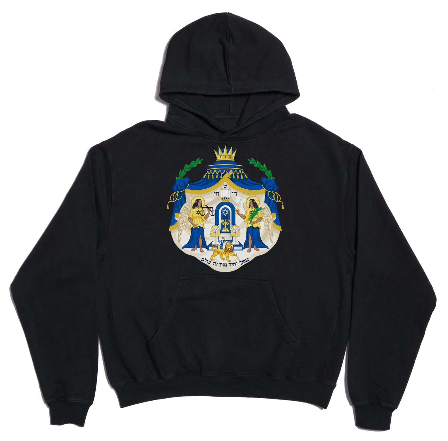 Herb Izraela 3 unisex oversize ciężka mieszanka bawełny bluza z kapturem czarna