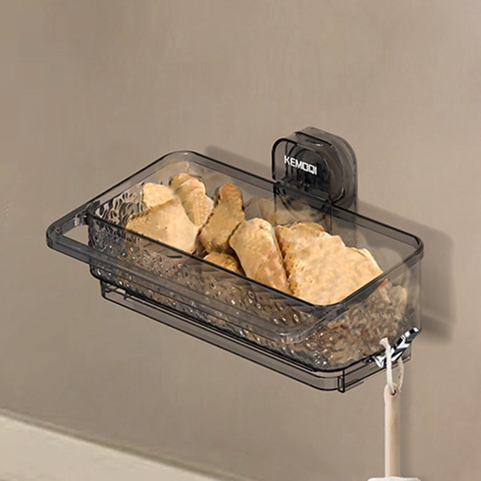 Duschorganizer mit Saugnapf ， Starker Saugnapf-Duschablage, Badezimmer-Aufbewahrungslösung, Seifenhalter, weiß(Black)