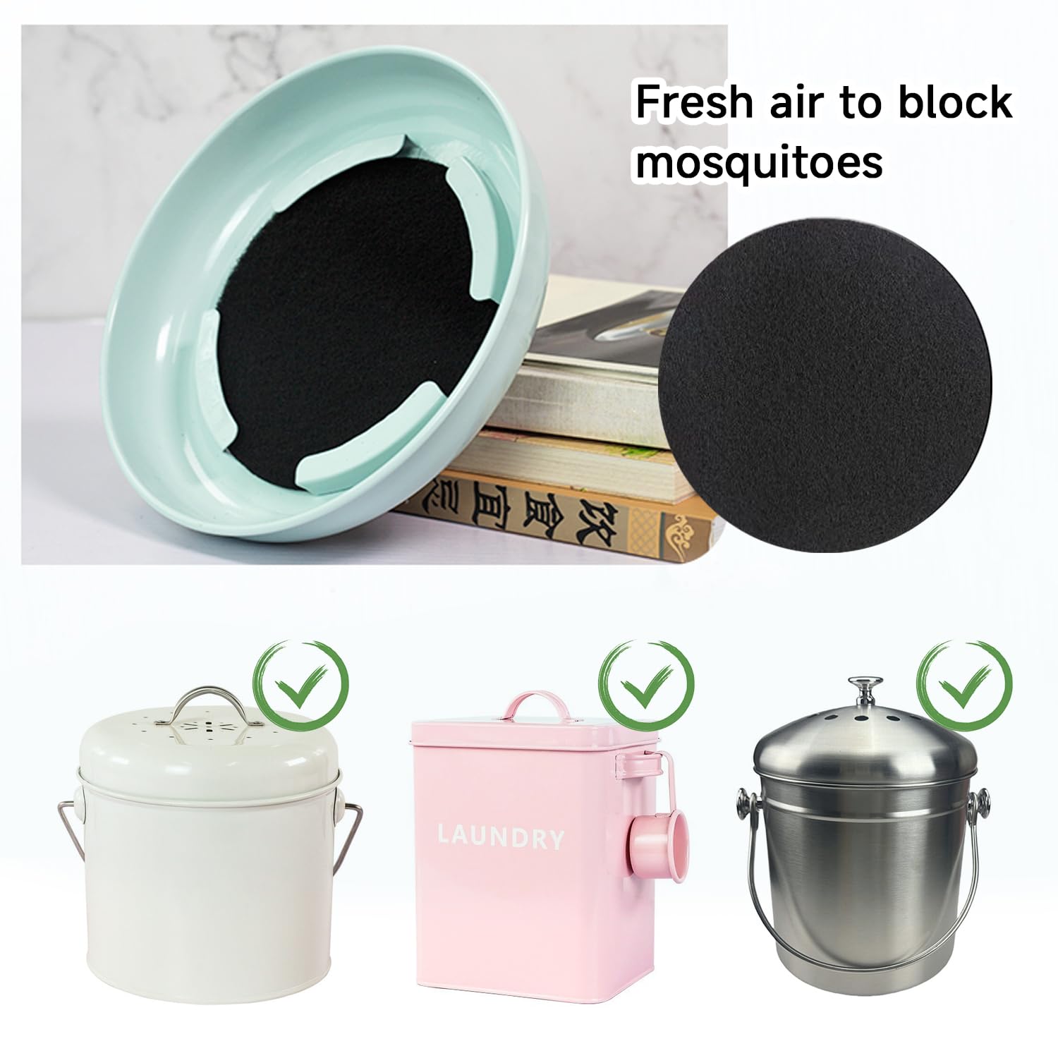 10 Piezas De Algodón De Filtro Redondo, Filtro De Carbono Activado, Accesorios De Cubo De Compost De Cocina, Reemplazo De Algodón De Filtro.