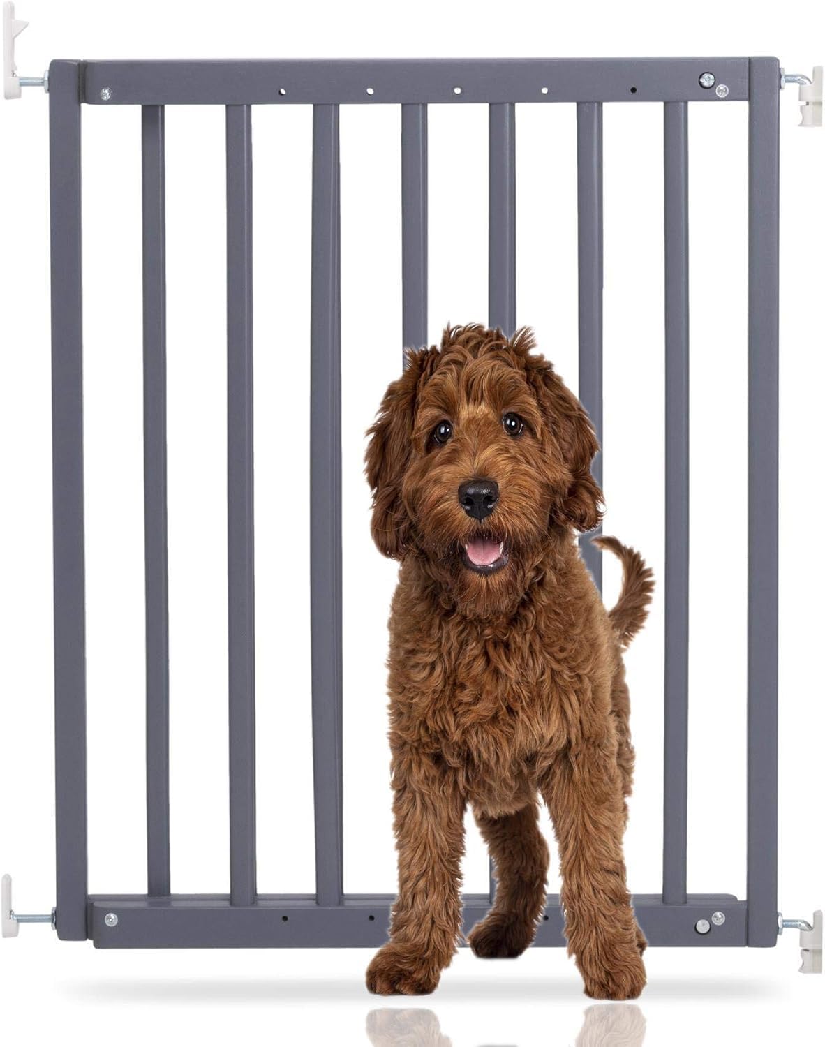Bettacare Chunky Wooden Screw Fit Dog Gate, 63.5cm - 105.5cm, Grey, Wooden Dog Gate Gate, Screw Fit Pet Stair Gate, Puppy Gate, Stylish and Practical Safety Barrier