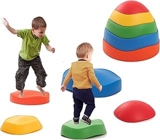CielSky Stepping Stones for Kids,5Pcs Non-Slip Plastic Balance River Stones Indoor & Outdoor,Kids Fitness Equipment Promotes Balance Coordination