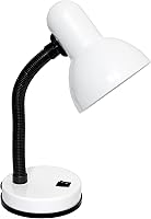 Simple Designs LD1003-WHT Flexible Gooseneck Metal Desk Lamp, White - Adjustable for Office, Dorm, Bedroom, Study