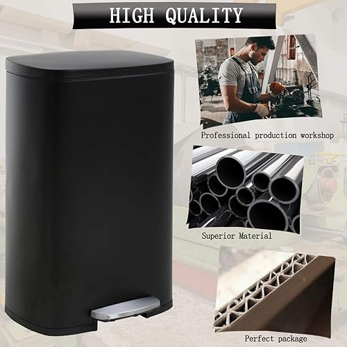 Miniatura 9 de Dkeli Basurero de cocina con tapa suave y lenta, cubo interior de plástico extraíble, cubo de basura de acero inoxidable para baño, cocina y