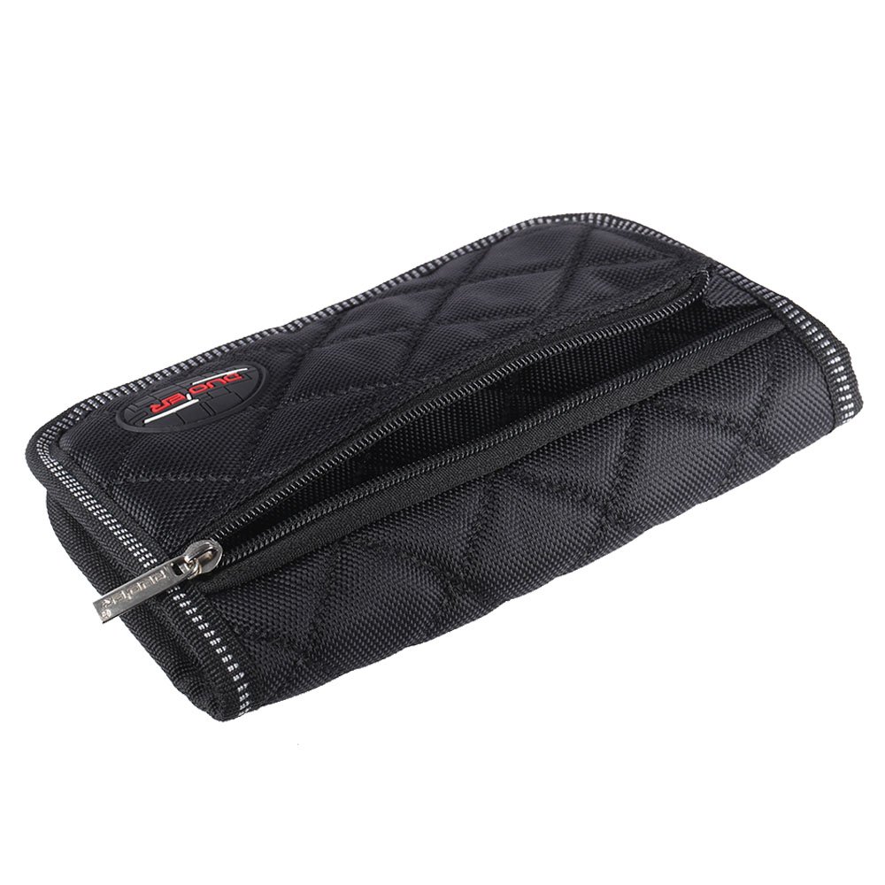 Pochette en tissu Oxford noir pour embouchure de trombone, trompette, euphonium avec 4 compartiments, 21,5 x 13 cm, poche zippée et fermeture éclair
