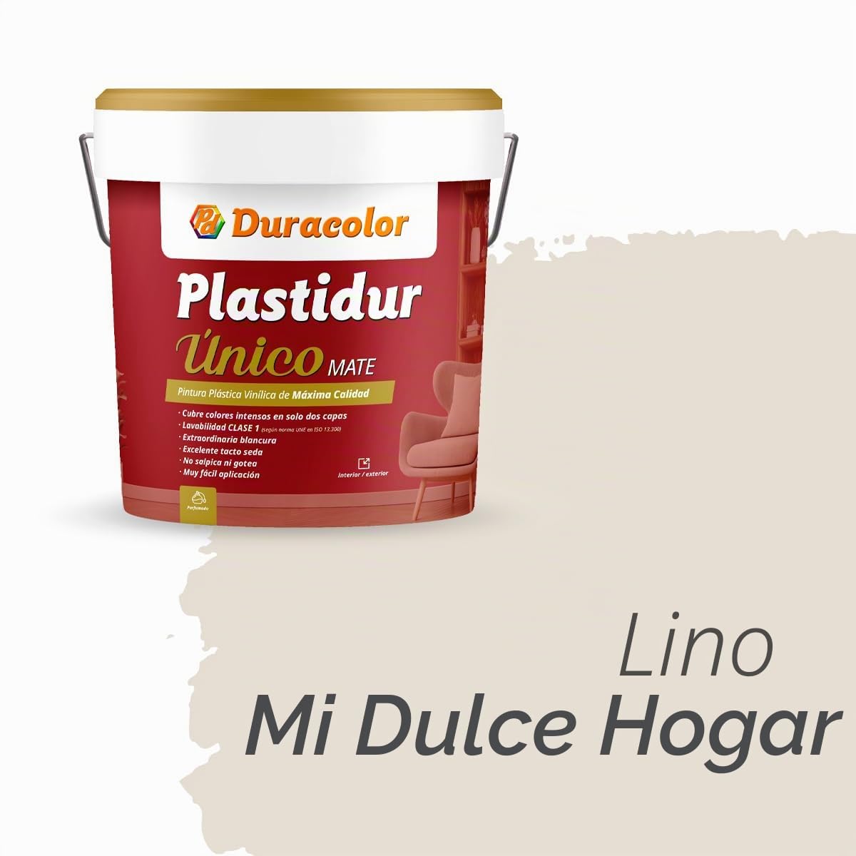 Plastidur Mate Único Pintura plástica mate para interiores, máxima calidad (Lino My Dulce Home, 12 Litros)