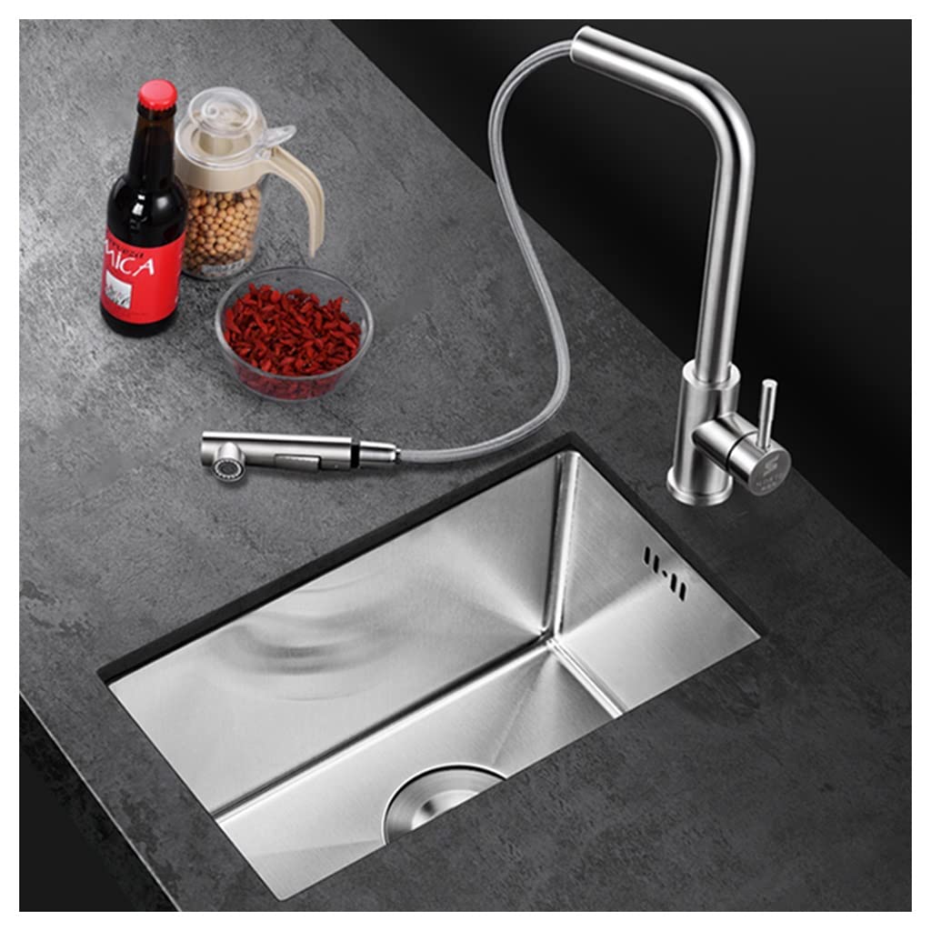 Évier carré argenté 23x34x18cm avec robinet extensible et drainage complet LWX