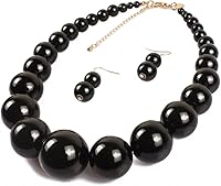 Vista 5 de KOSMOS-LI - Gargantilla de imitación de perlas grandes y aros combinados