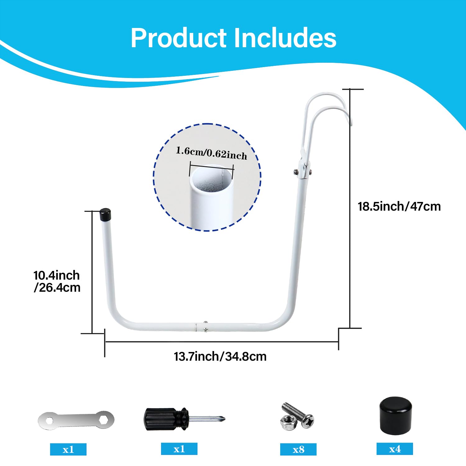 4 Piezas Percha para Cobertor Piscina, Cobertor Solar Percha, Ganchos para Cobertor Solar, Mantenga la Cubierta Solar/Techo Fuera del Suelo, para Piscinas Elevadas Enmarcadas - Blanco