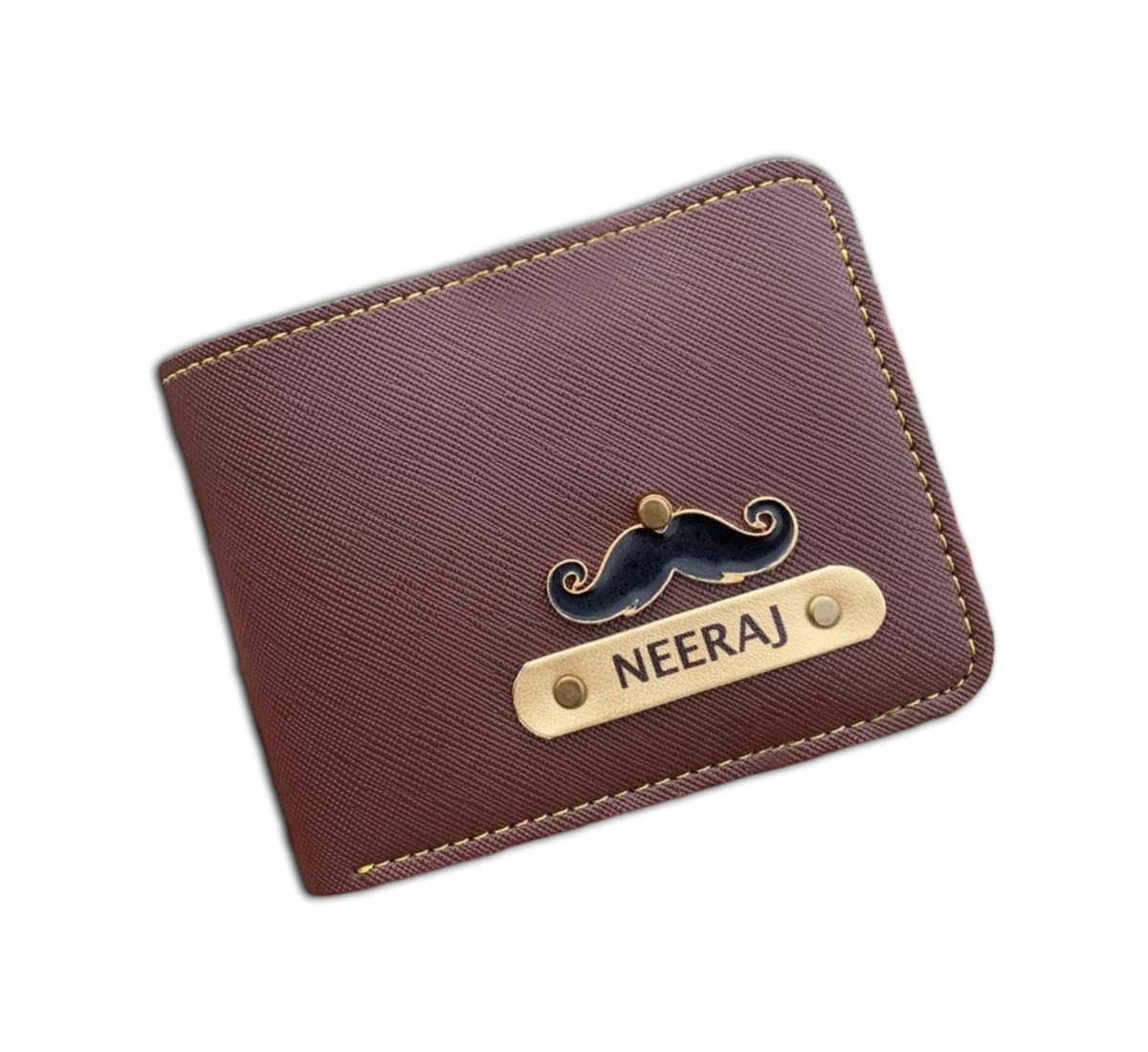 the unique gift studio Customized Wallet for Men | Personalized Wallet with Name Printed Leather Name Wallet for Men | Customised Gifts for Men |Personalised Mens Purse with Name & Charm - Brown-picture-11