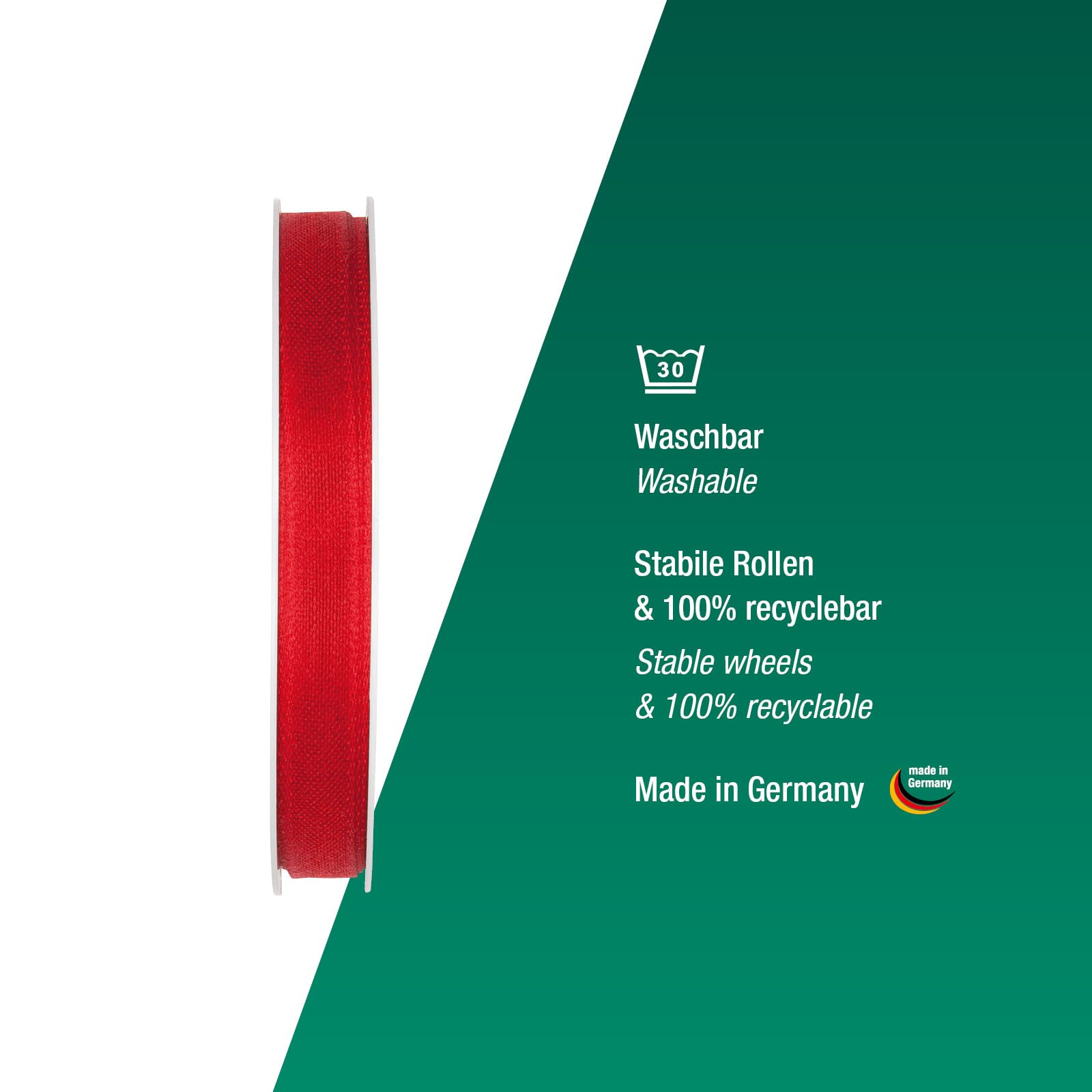 Halbach Seidenbänder Gift Ribbon Width 10 mm Length 25 m Ribbon Made in Germany Gift Ribbons in a Variety of Colours and Widths Perfect for Packaging and Decorating Colour: Red - Image 3