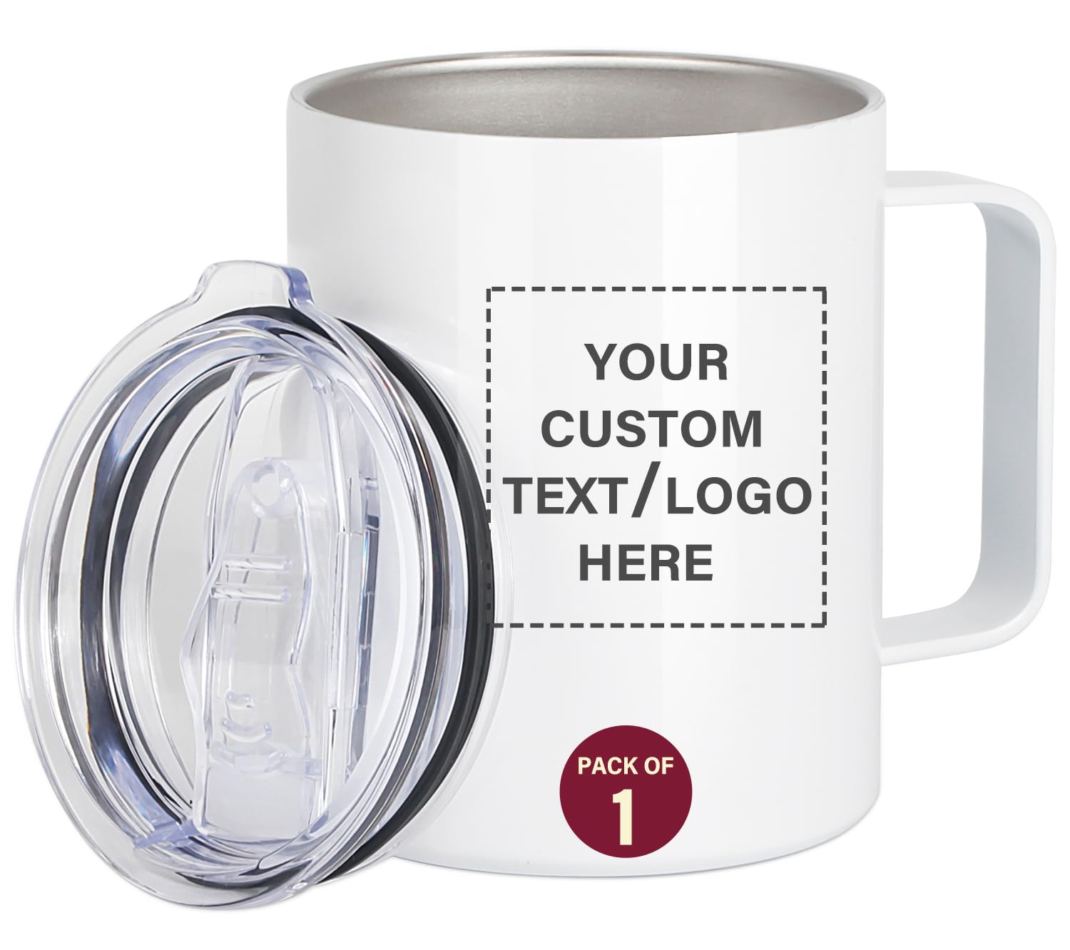 Personalized Coffee Mug with Lid Custom Photo Text and Logo Sublimation Mugs 12oz Insulated Stainless Steel Customized Picture Travel Mug with Handle Double Wall Vacuum White Cups Gift